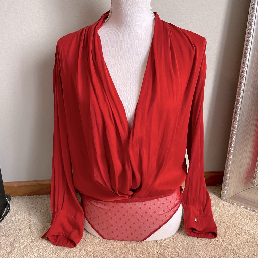 Free People Satin Blouse/Bodysuit